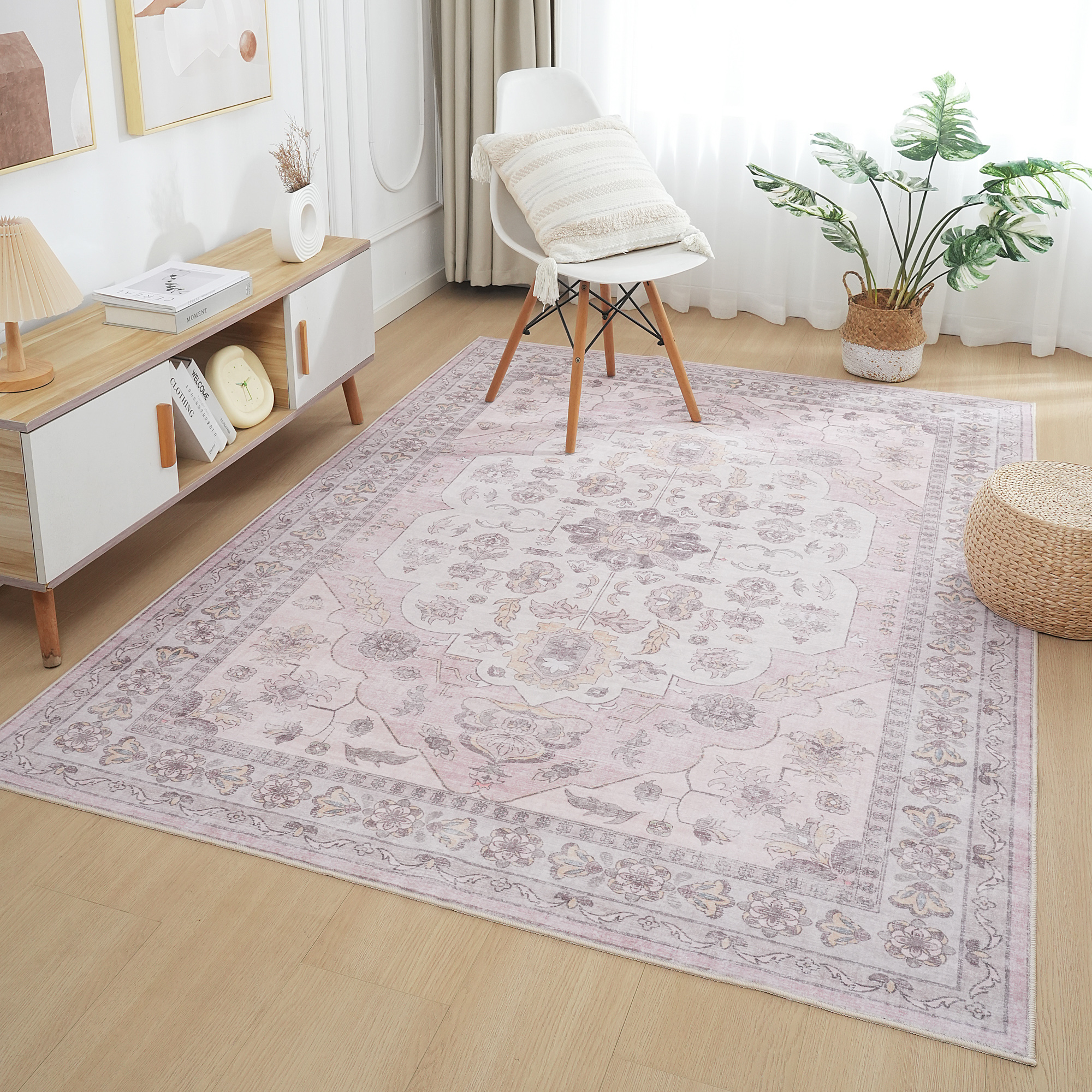 Washable Pink Oriental Rugs - Image 4
