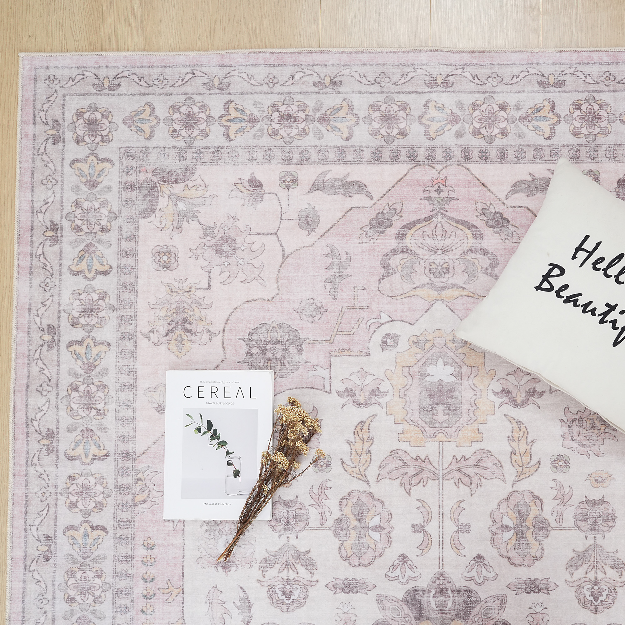 Washable Pink Oriental Rugs - Image 2