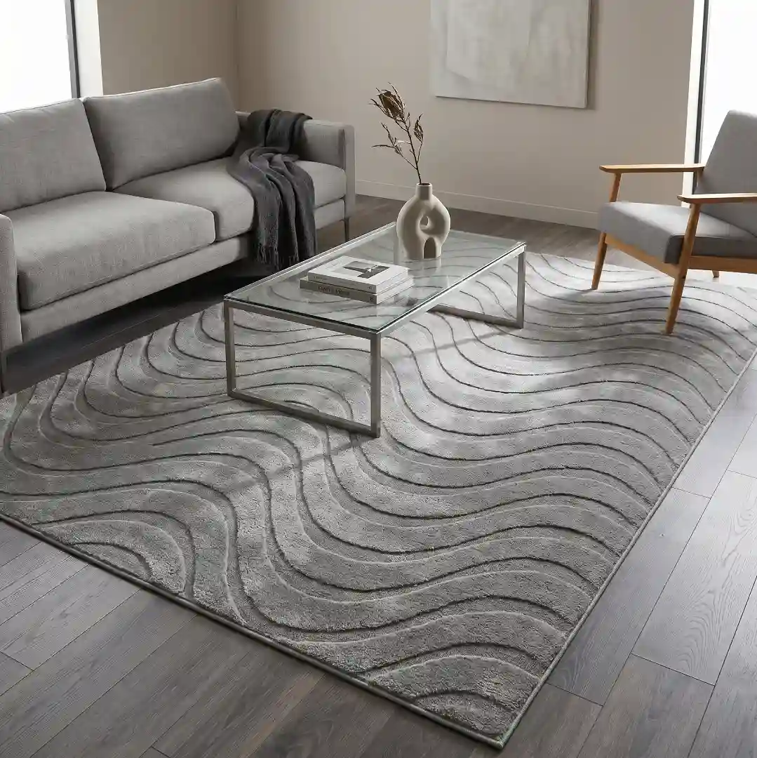 Pearl Grey Waves Rugs - Image 2